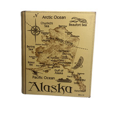 Alaska Scrapbook Photo Album Map Landmarks Faux Leather Cover Side Load 10"