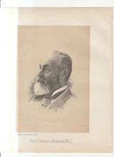 Australian Lithograph  , pbl 1887 ,PORTRAIT , HON FRANCIS ORMOND MLC
