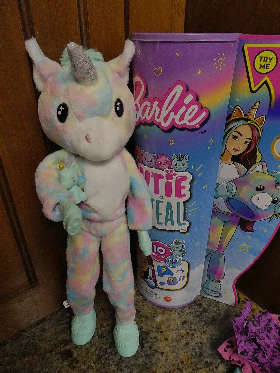 REMARKABLE BARBIE CUTIE REVEAL UNICORN PLUSH COSTUME DOLL 10 SURPRISES MINT