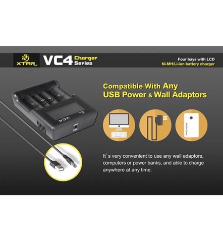 Xtar VC4 LCD USB powered Li-ion/Ni-MH battery charger 4 channel - Picture 7 of 9