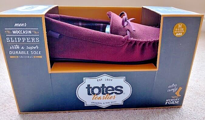 SAOLA Pantofole mocassino da uomo in memory foam resistente suola vino 8 9 (M) nuove in scatola