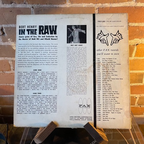 Bert Henry In the Raw LP FAXLP-3003 cheesecake topless erotic xxx raunchy comedy - Imagen 2 de 5