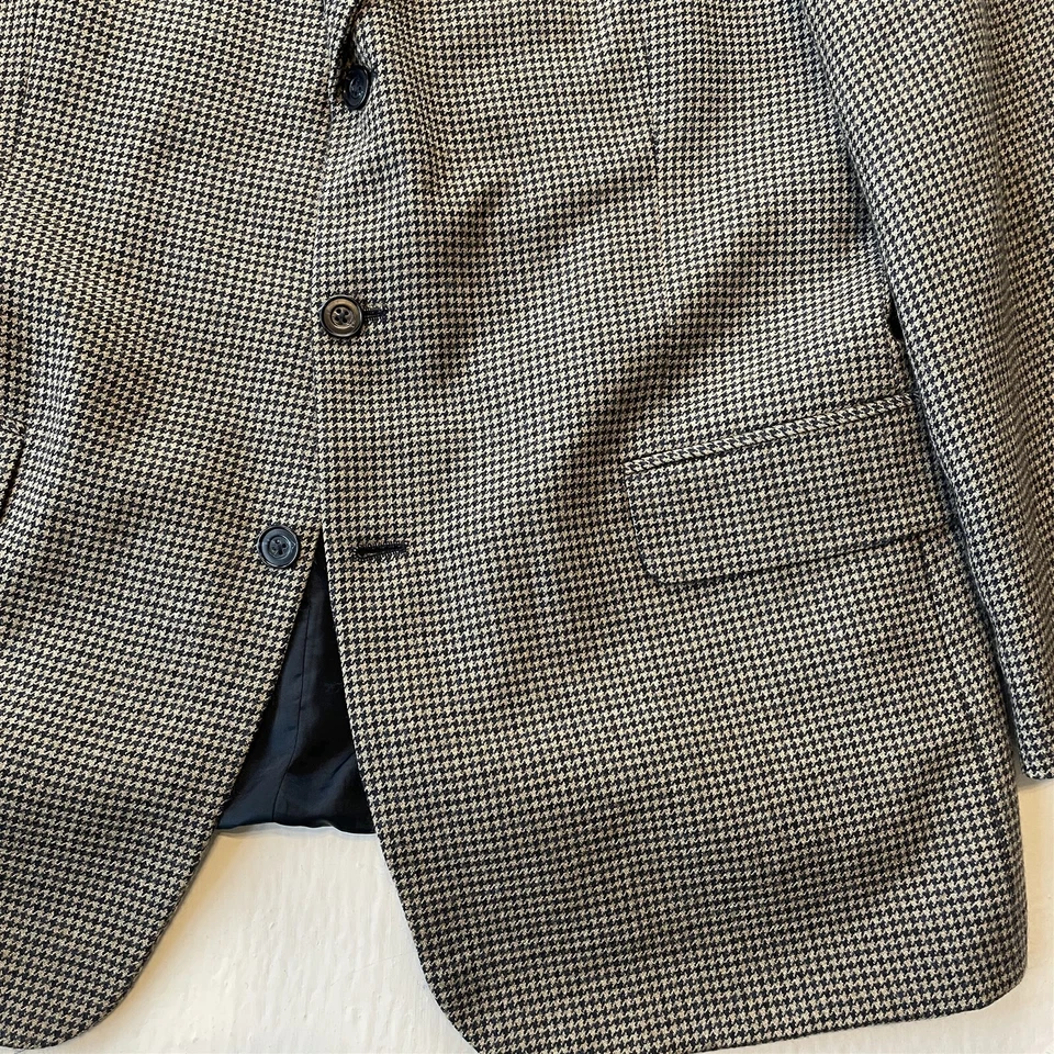Blazer chaqueta abrigo deportivo Savile Row 46R azul dorado pata de gallo tweed Foto 3 de 4