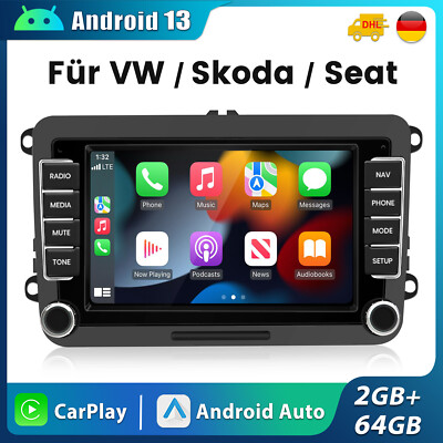 Für VW Golf 5 6 Passat Polo 7''Android 14 Carplay 64G Nav GPS DAB+ Autoradio KAM