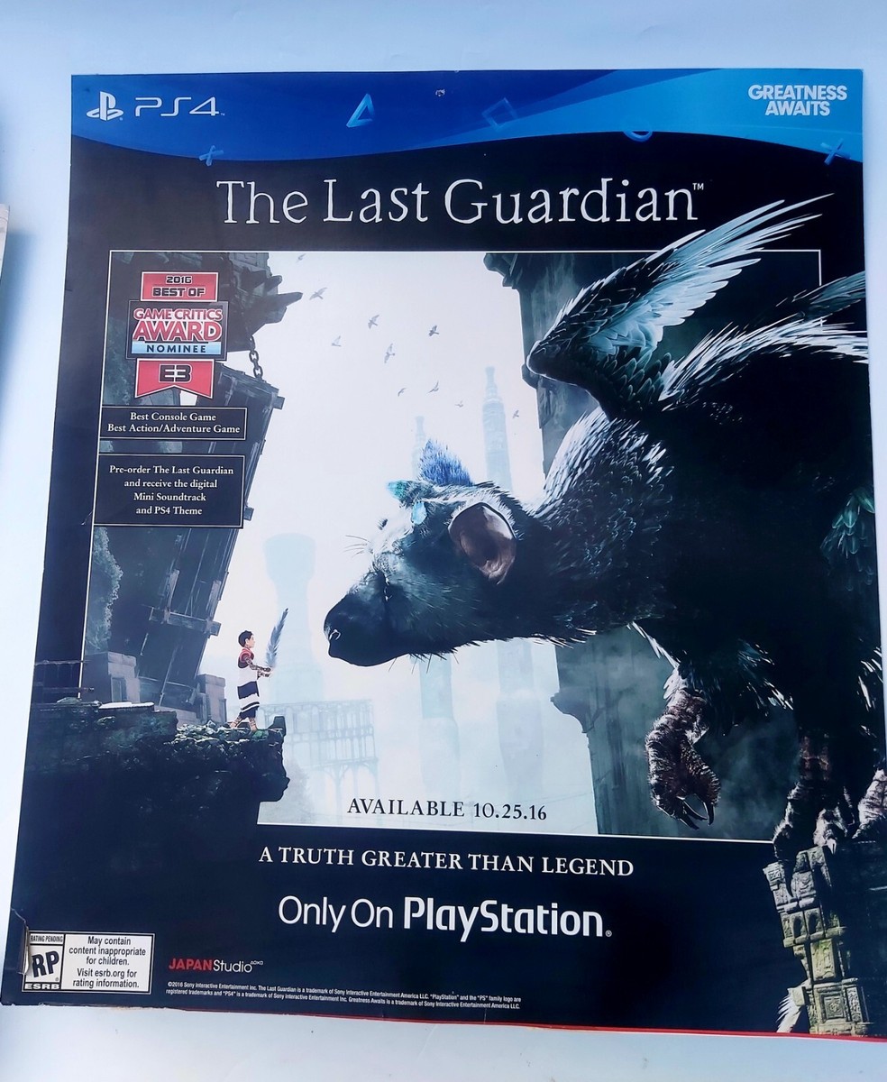 The Last Guardian PS4 Rare Promo Poster Gamestop 22' by 25' inches