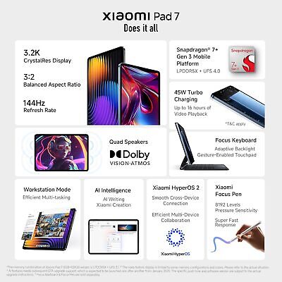 Xiaomi Pad 7 (8GB, 256GB Grey ) Snapdragon 7+ Gen-3 Wi-Fi 6e Xiaomi Pad 7 (8GB, 256GB Grey ) Snapdragon 7+ Gen-3 Wi-Fi 6e
