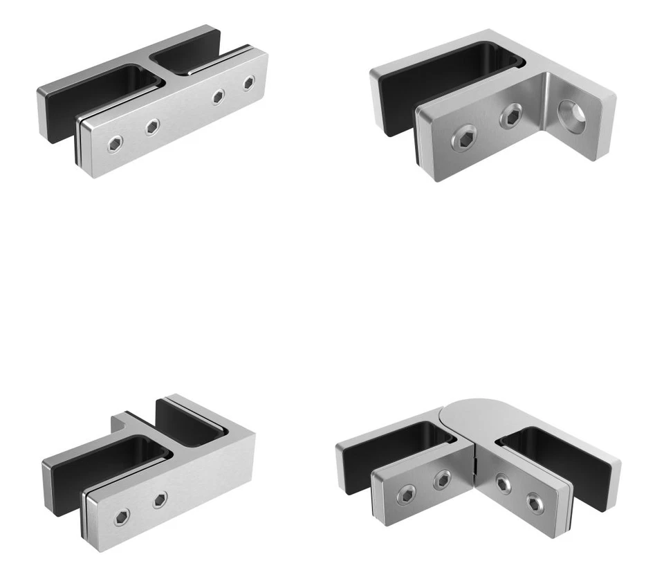 SELLON24 Edelstahl Glashalter 16,76-21,52 mm Verbinder Gerade Winkel Ecke verstellbar V4A