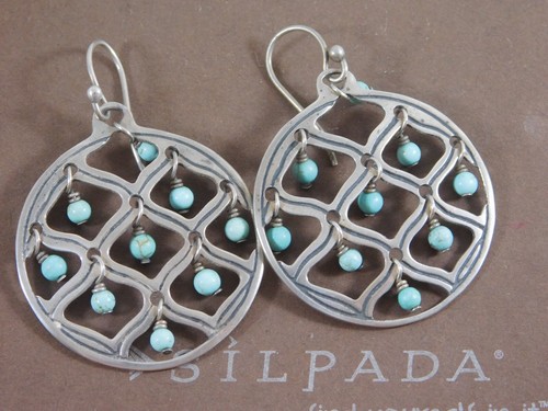 Orecchini pendenti Silpada in argento sterling 925 con perline Howlite Orecchini pendenti Silpada in argento sterling 925 con perline Howlite