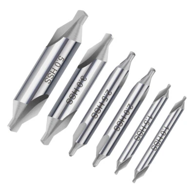 XCAN 6x HSS Zentrierbohrer 60° 1-5mm Holz Metall Kegelsenker Zubehör Center Drill Bit