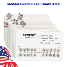 AZDENT Dental Orthodontic Brackets Braces Standard Roth .022 Hooks 3-4-5