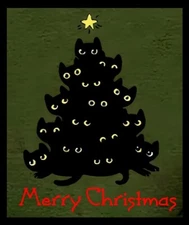 Christmas Tree Of Black Cats Merry Christmas Refrigerator Fridge MAGNET
