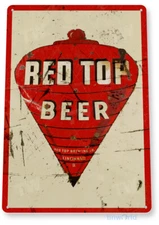 TIN SIGN Red Top Beer Bar Pub Retro Rustic Beer Sign Decor B521