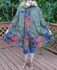 NEW! size L SACAI Green Embroidered Parka Coat with Faux fur Detachable Hood — photo 5
