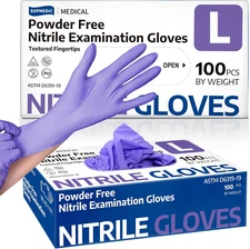 Nitrile Exam Gloves, Powder-Free Latex-Free Food Safe Cleaning First Aid Disposa