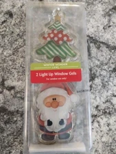 Winter Wonder Lane Light Up Window Gels 2 Pack Christmas Tree And Santa Claus
