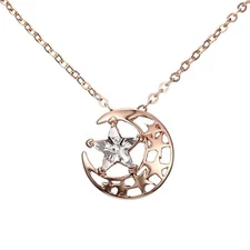 Crescent Moon Filigree Star Crystal Jewel Necklace Made With Swarovski Crystal 