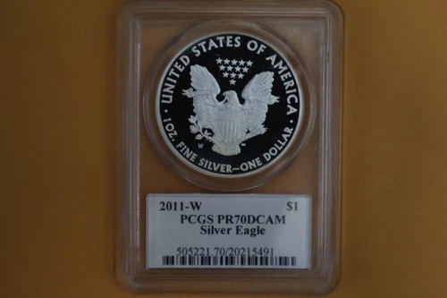 2011-W American Silver Eagle Proof - PCGS PR70 DCAM John Mercanti - Small Spots