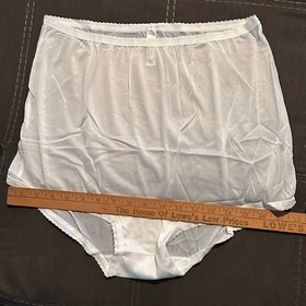 3 PAIR Bali 26210 White 2XL/9 100% Nylon Satin Full Cut Brief Panties High Waist