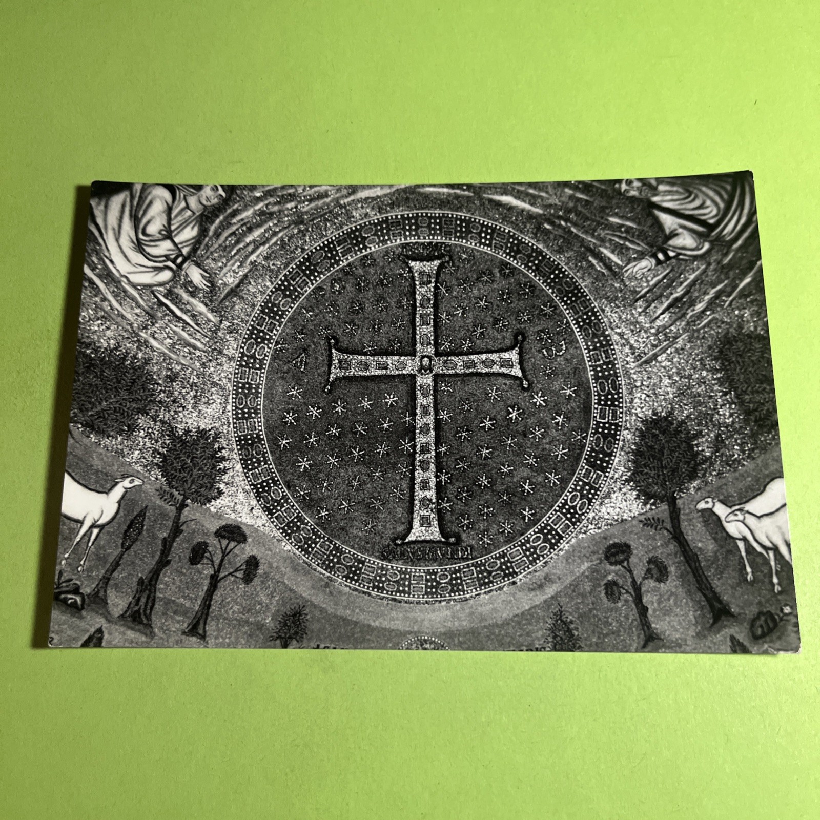 RAVENNA S. APOLLINARE IN CLASSE CROCE BIZANTINA - CARTOLINA BIANCO E NERO