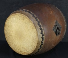 Antique Japan Buddhist drum Taiko hand craft 1880 temple instrument