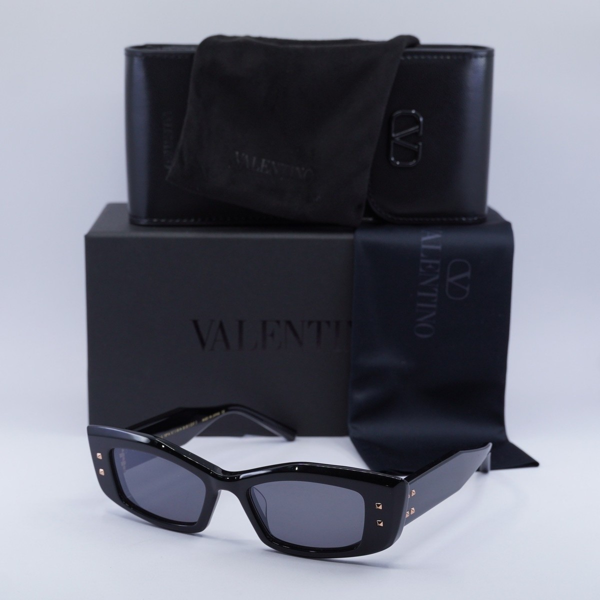 VALENTINO ブラックメガネケース New Valentino V-QUATTRO VLS-109A Shiny Black/Grey 52-18-145