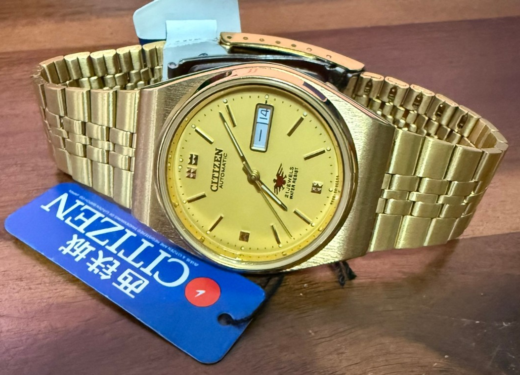 Citizen Automatic 21 Jewels Yellow Dial Men's Watch NOS Vintage