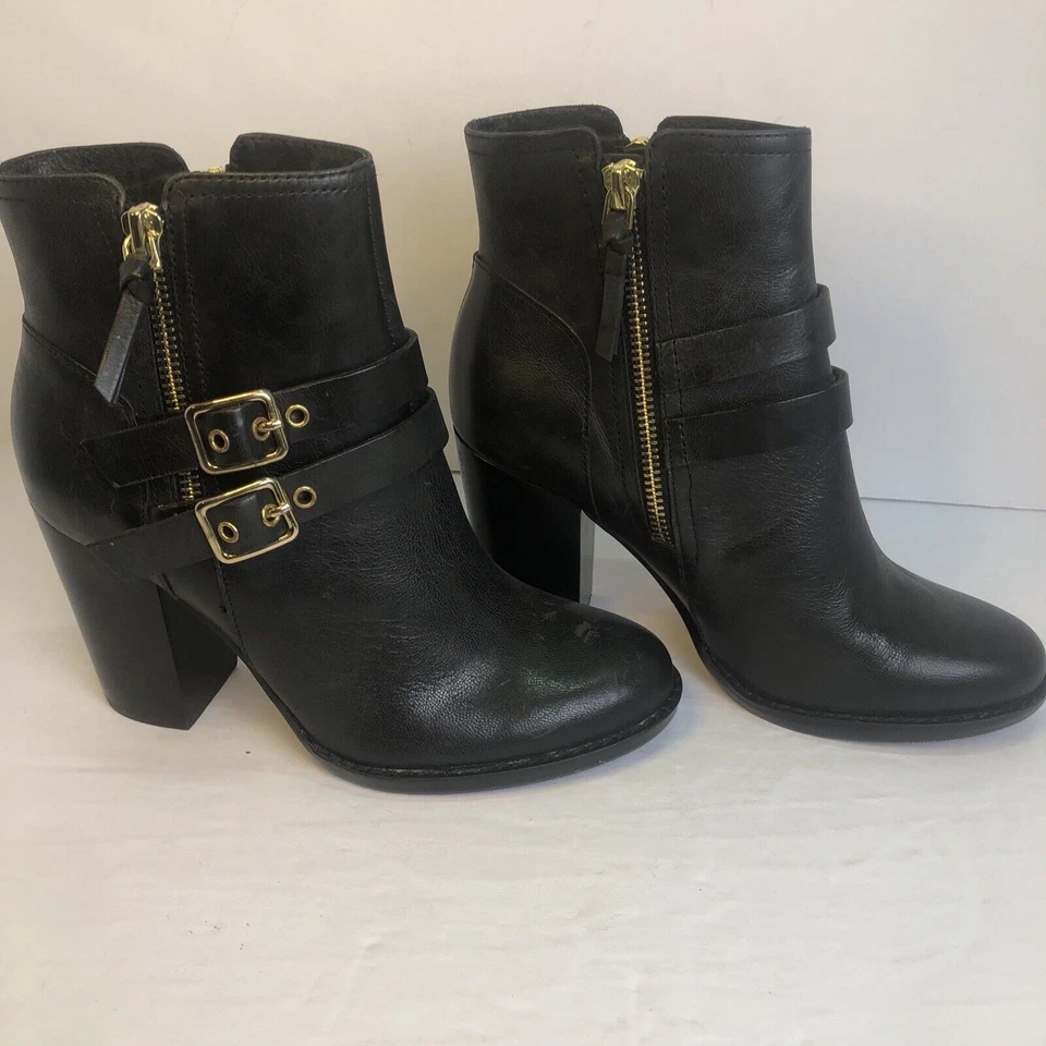 Botas para mujer talla 5 1/2 tacón alto bloque cremallera hebilla al tobillo borla G.I.L.I. Foto 4 de 4