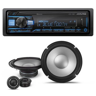 Alpine UTE-73BT Receiver & S2-S80C 8'' Speakers - Bluetooth, Digital Media Pair