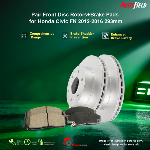 293MM Front Brake Rotors Brake Pads for 2013 2014 2015 2016