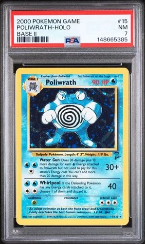 2000 Pokemon Poliwrath Base Set 2 Holo Rare 15/130 English PSA 7 NM NEAR MINT