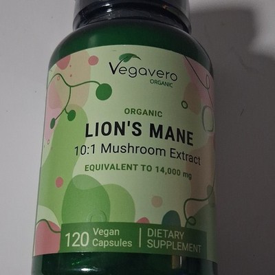 Vegavero Organic Vegan Lion's Mane Mushroom Extract 10:1 120 Capsules