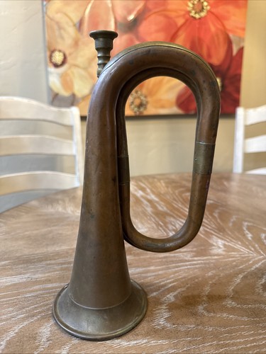 Vintage Brass Bugle Military Style Unique 11" Long