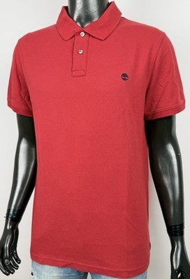 Timberland Poloshirt Herren XL Rot Slim Fit Baumwolle Logo Gestickt Casual...