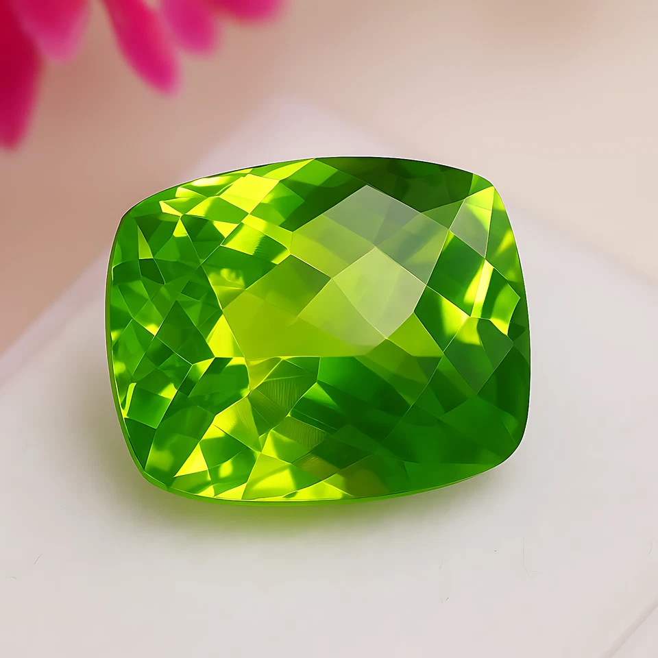 16ct Cushion Checker Peridot, Natural Green Loose Gem for Ring or Pendant Use - Image 3 of 4