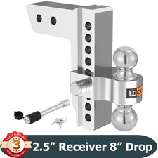 2.5 Receiver 8 Droprise Adjustable Tow Hitch Dual Ball Mount Trailer 18500 Lb 2.5 Receiver 8 Droprise Adjustable Tow Hitch Dual Ball Mount Trailer 18500 Lb