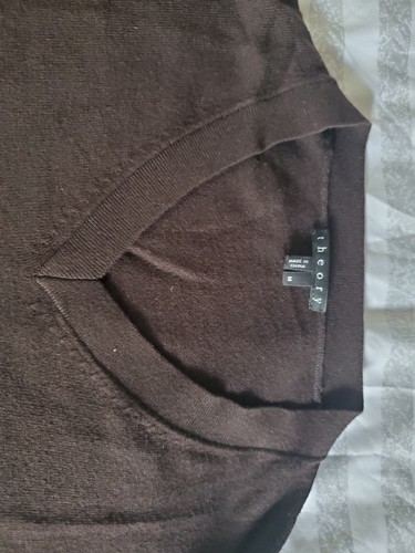 Theory Men's Cashmere/Cotton Blend Brown V-neck Sweater Sz M