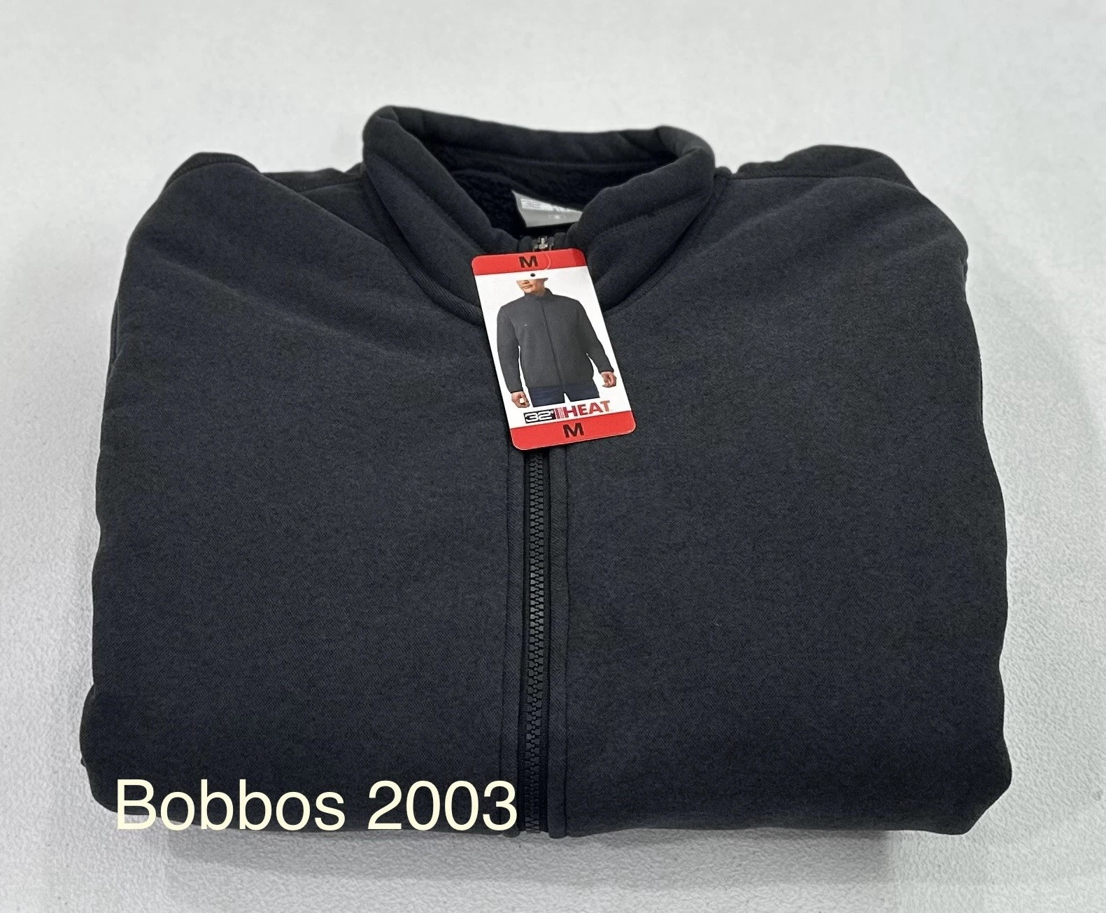 32 Degrees Heat Men's Full Zip Fleece Sherpa Mock Neck Jacket, Black, Size M