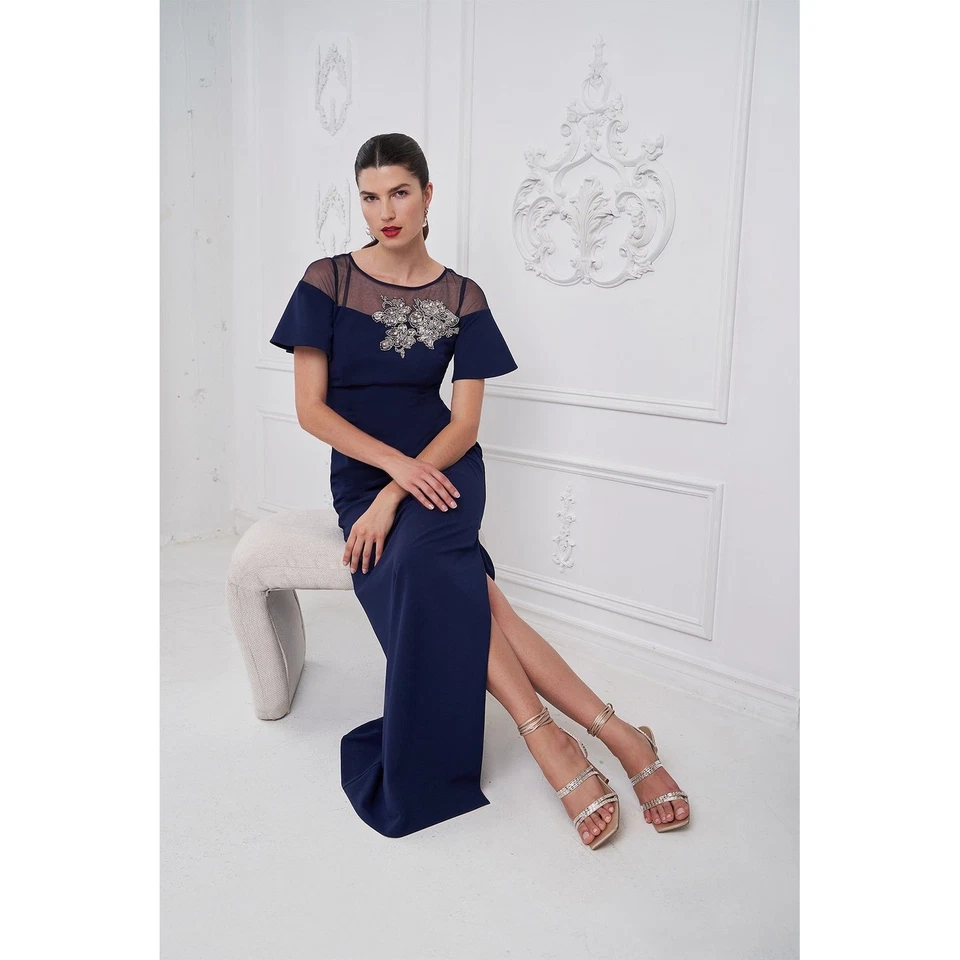 JS Collections Fleur Beaded Column Gown Size 4 Formal Embellished Party Wedding - Image 2 of 4