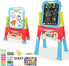 Caballete de arte ajustable doble cara con accesorios color azul