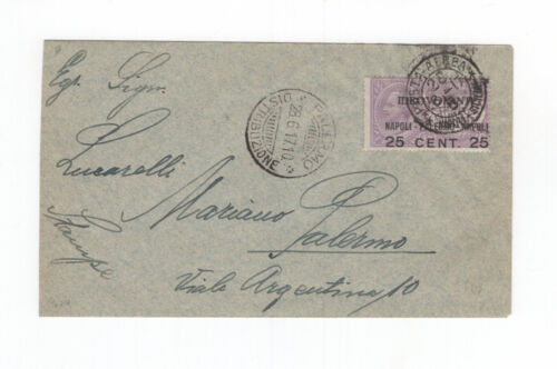 1917 Italy airmail cover Napoli to Palermo by seaplane Idrovolante with Sc#C2
