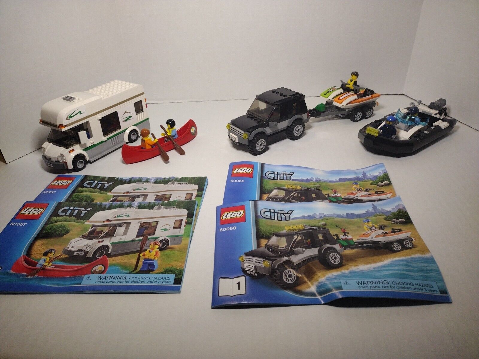 lego city lot of 3 Plus Minifigs 60058, 60130 & 60057 incomplete