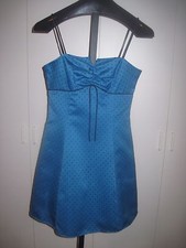 ROBERTA LADIES SPAGHETTI STRAP MINI PARTY DRESS-7/8-EXCELLENT-WORN 1-BLUE/BLK