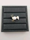 Vintage Retro MCM Napier Gold Tone Milk Glass Figural Bird Chick Pin Brooch
