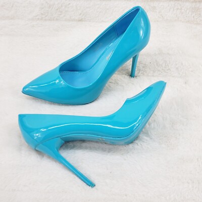 Fabio Turquoise Blue Patent High Heel Shoes Pointy Toe Pump 7-11 | eBay UK