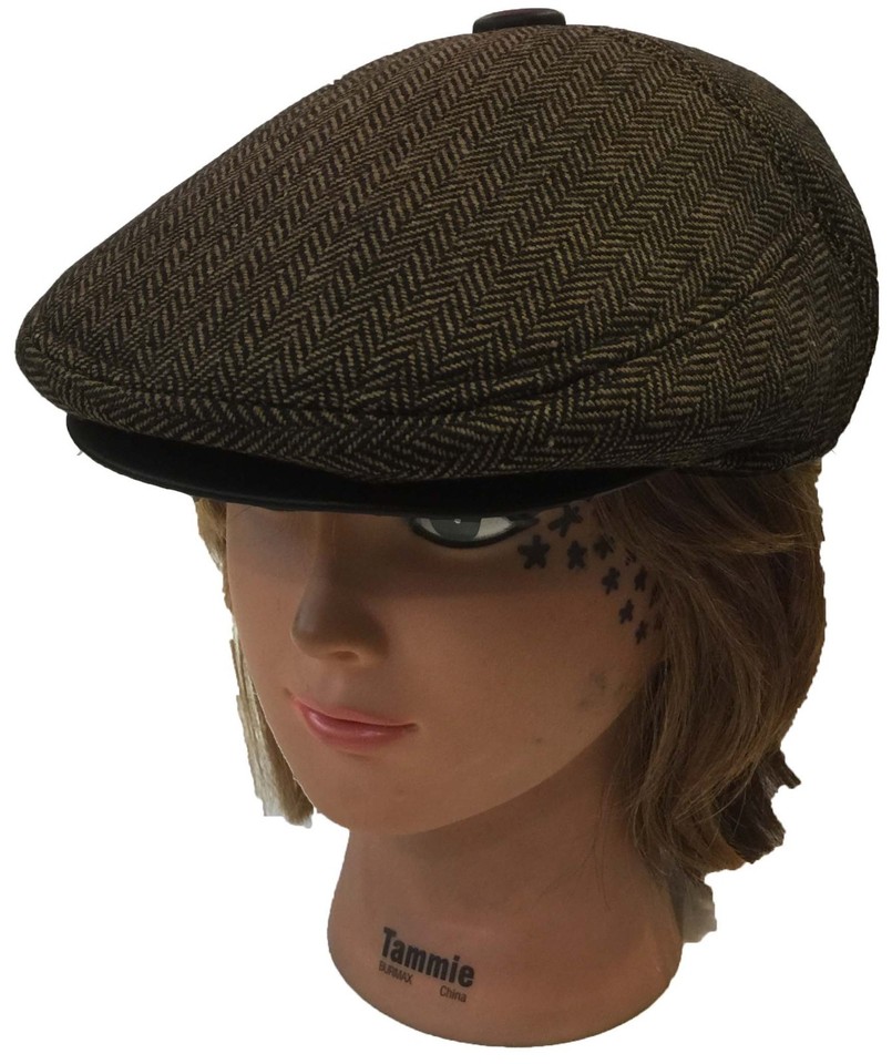 Applejack Tweed 5 Panel Newsboy Cabbie Driving 2 Snaps Brim Visor Cap