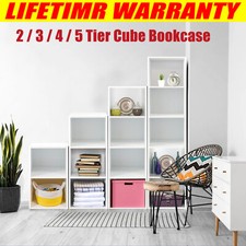 Cube 2 3 4 5 Tier Wooden Bookcase Shelf Shelving Display Storage Wood Unit Stand