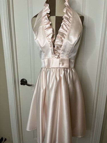 Allure Bridal Baby Pink Ruffled Halter Top Dress - Picture 2 of 12