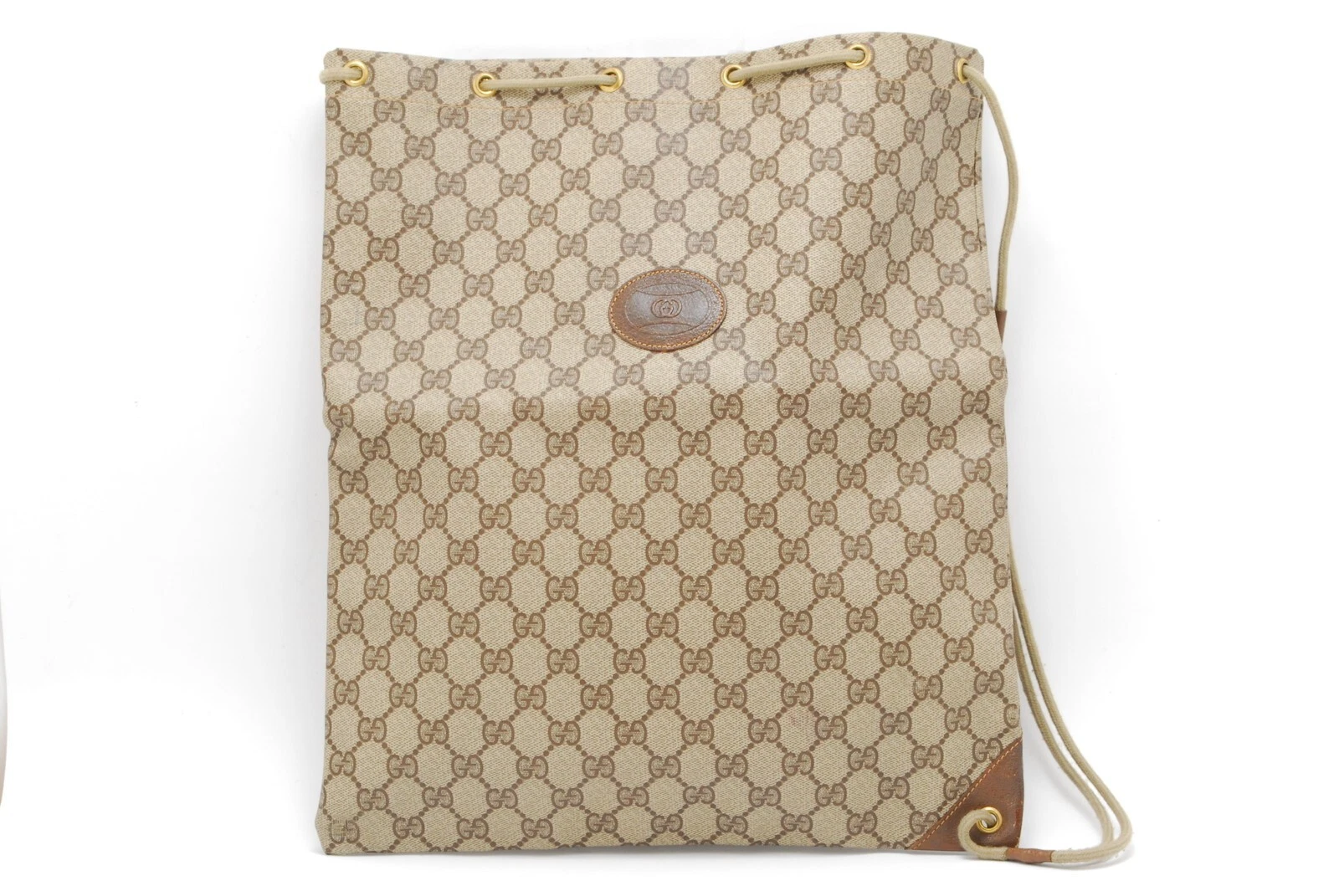 Sac à dos vintage GUCCI sac à dos PVC marron cordon authentique