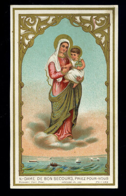 antique santino chrome-holy card N.DAME DE BON SECOURS