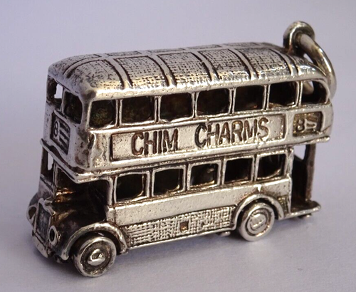 Scarce vintage large 1.2" solid silver CHIM CHARMS double decker bus.11.2g.Moves - 第 1/7 張圖片